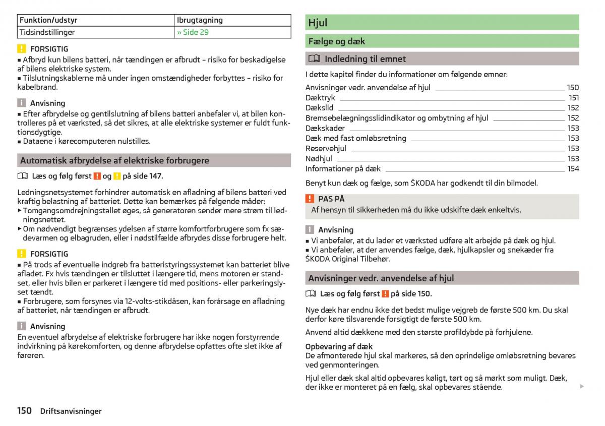 Skoda Rapid Bilens instruktionsbog / page 152