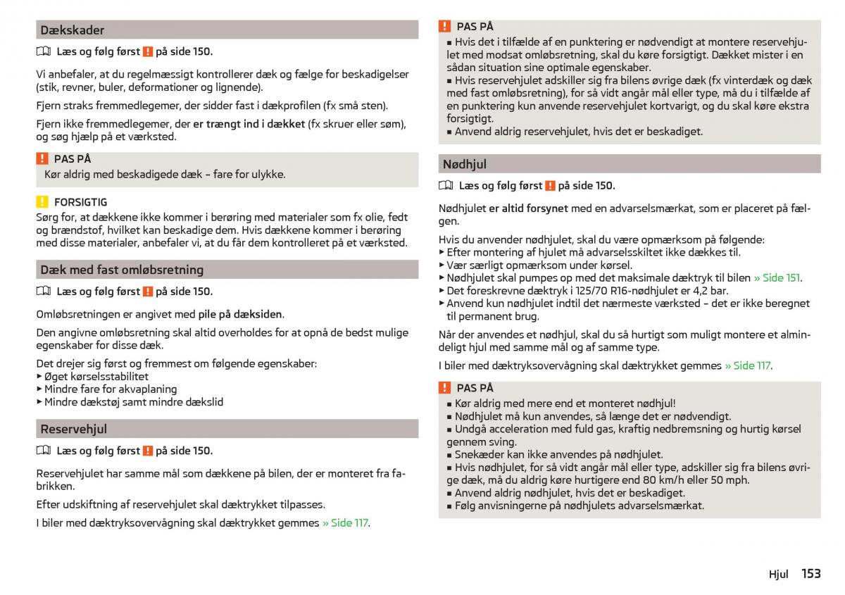 Skoda Rapid Bilens instruktionsbog / page 155