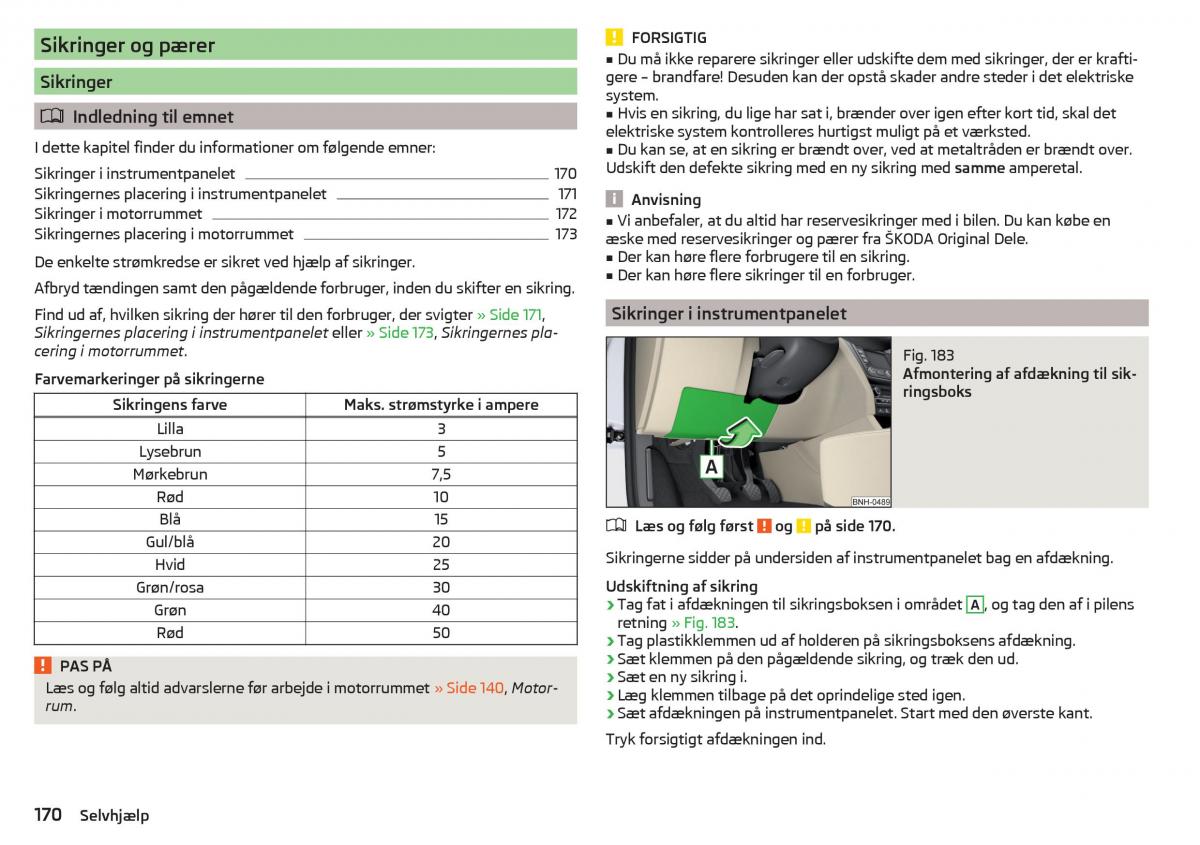 Skoda Rapid Bilens instruktionsbog / page 172