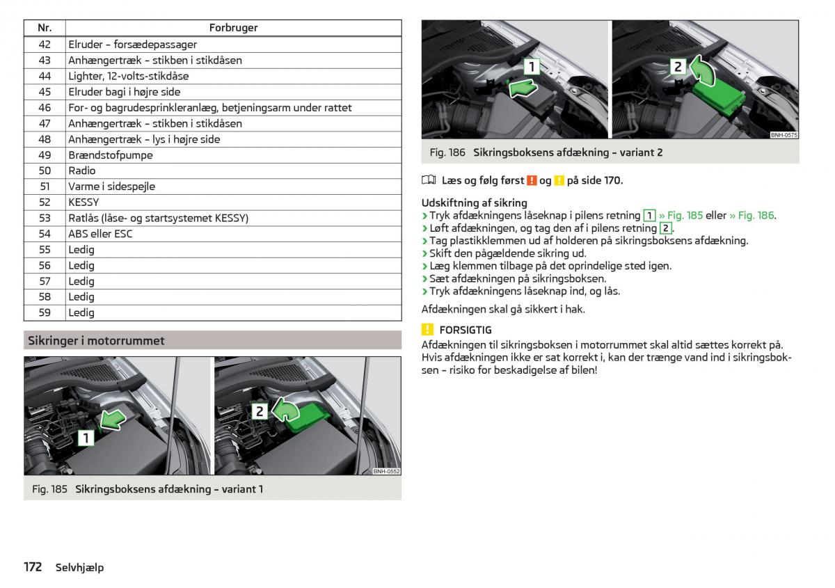 Skoda Rapid Bilens instruktionsbog / page 174