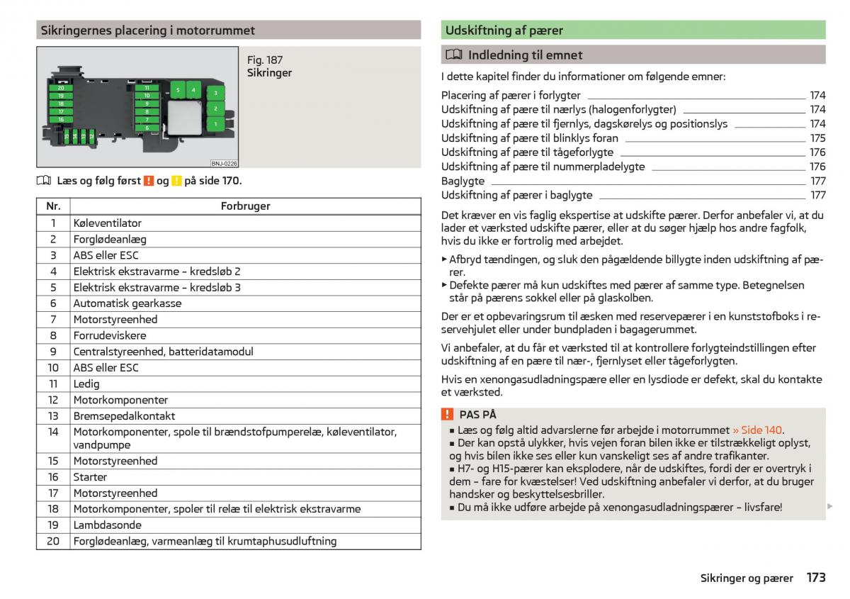 Skoda Rapid Bilens instruktionsbog / page 175