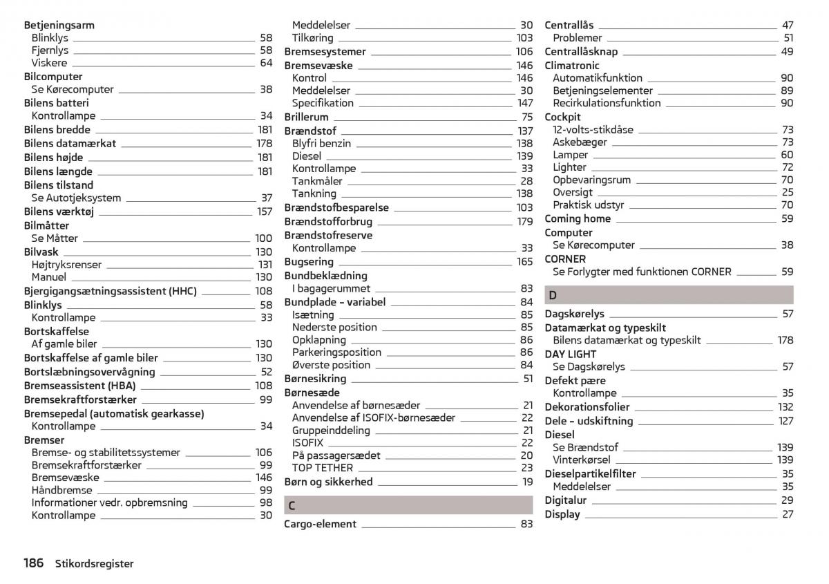 Skoda Rapid Bilens instruktionsbog / page 188