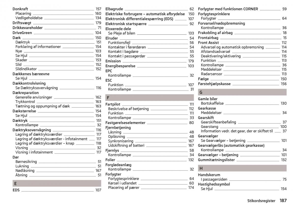 Skoda Rapid Bilens instruktionsbog / page 189