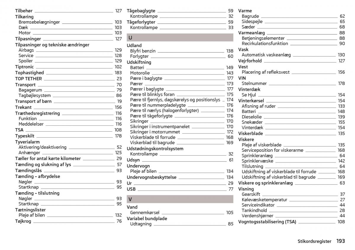 Skoda Rapid Bilens instruktionsbog / page 195