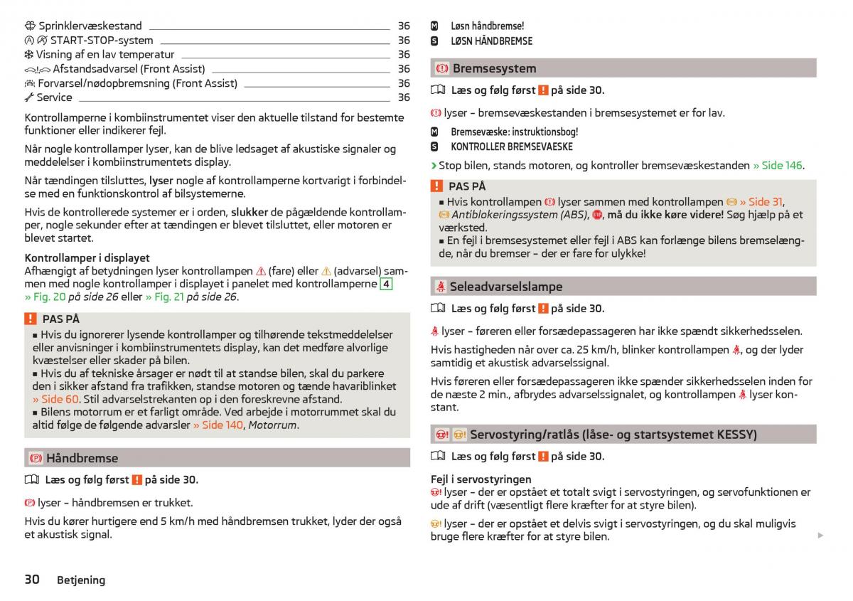 Skoda Rapid Bilens instruktionsbog / page 32