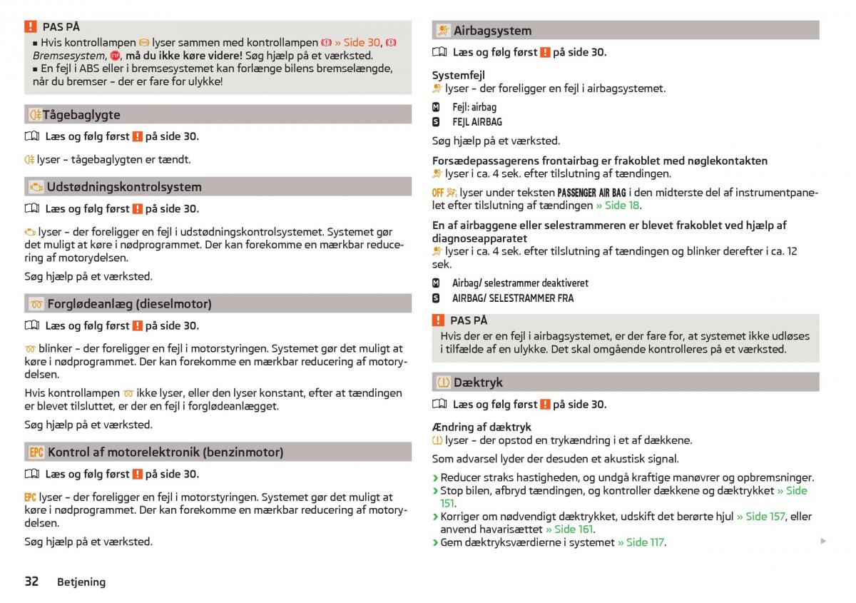 Skoda Rapid Bilens instruktionsbog / page 34