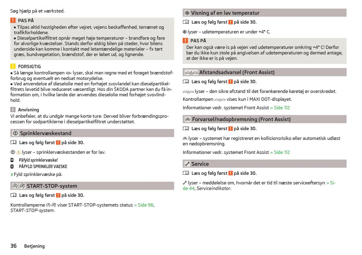 Skoda Rapid Bilens instruktionsbog / page 38