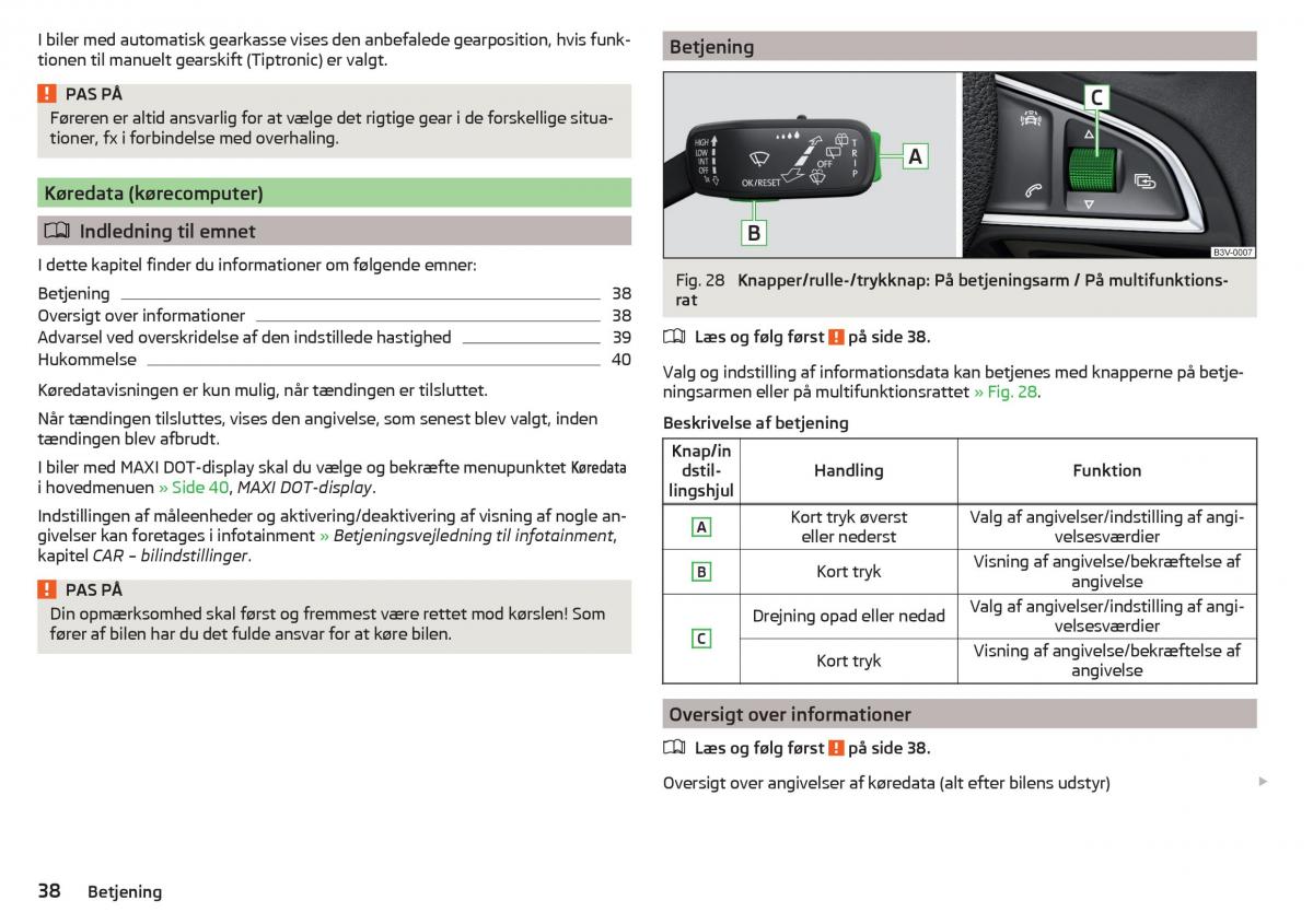 Skoda Rapid Bilens instruktionsbog / page 40