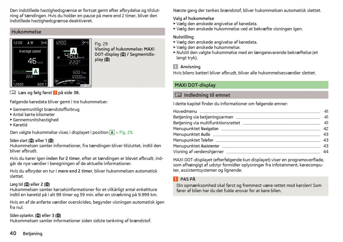 Skoda Rapid Bilens instruktionsbog / page 42