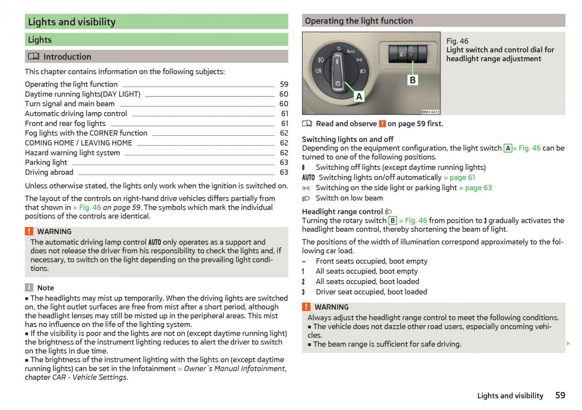 Skoda Rapid owners manual / page 61