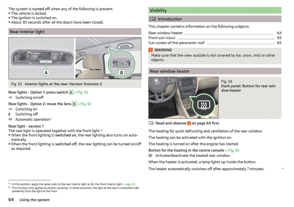 Skoda Rapid owners manual / page 66