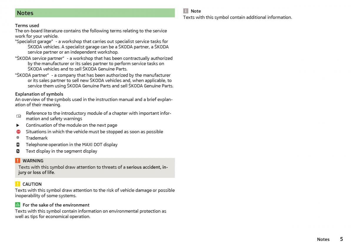 Skoda Rapid owners manual / page 7