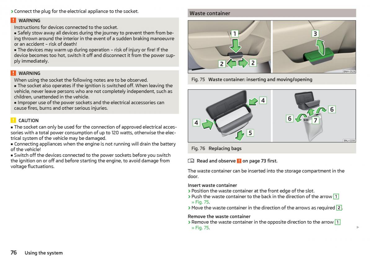 Skoda Rapid owners manual / page 78