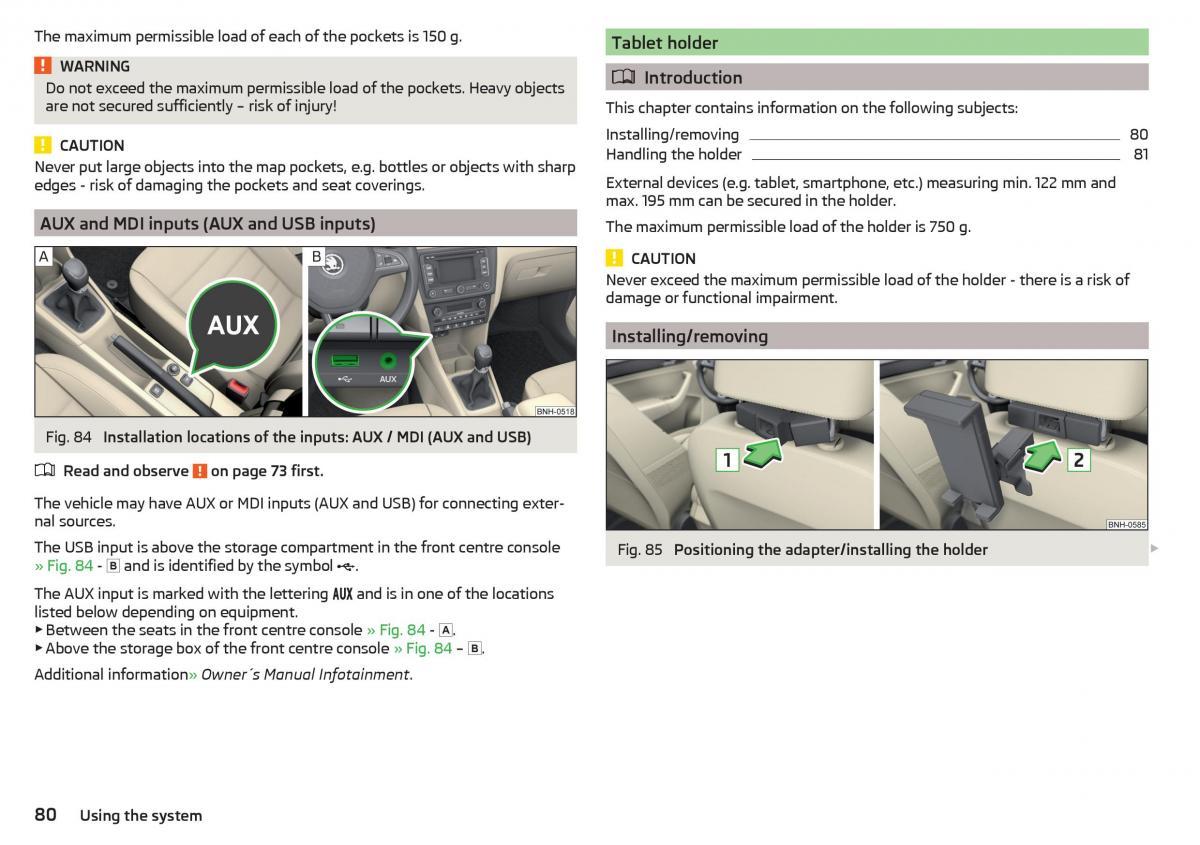 Skoda Rapid owners manual / page 82