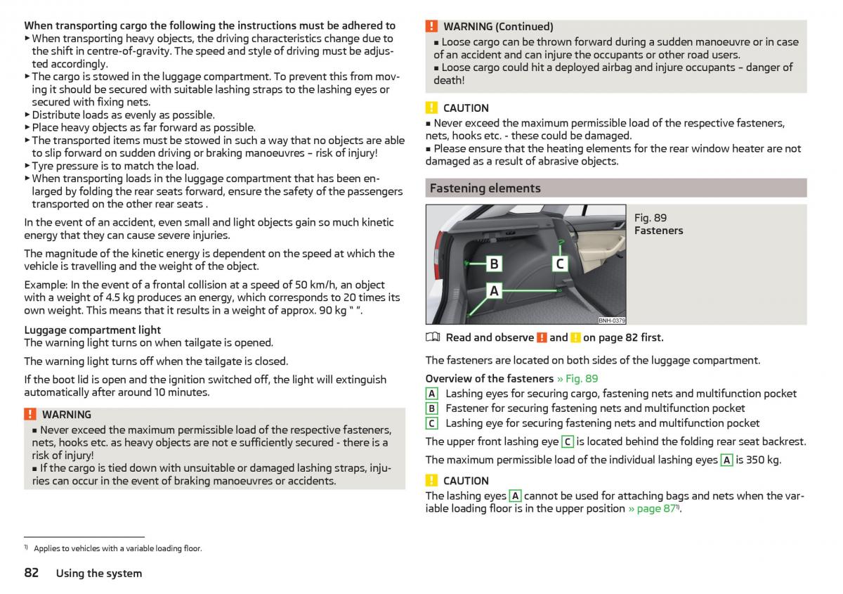 Skoda Rapid owners manual / page 84