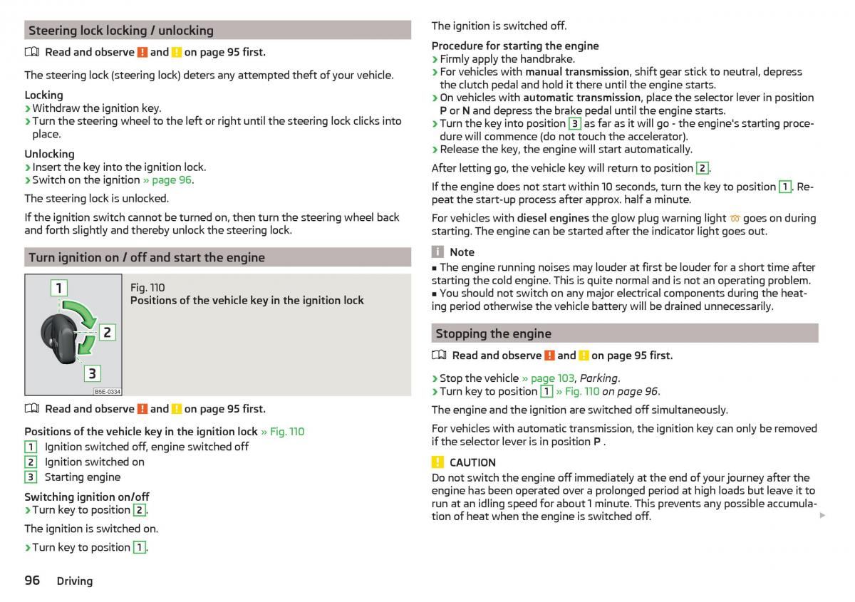 Skoda Rapid owners manual / page 98