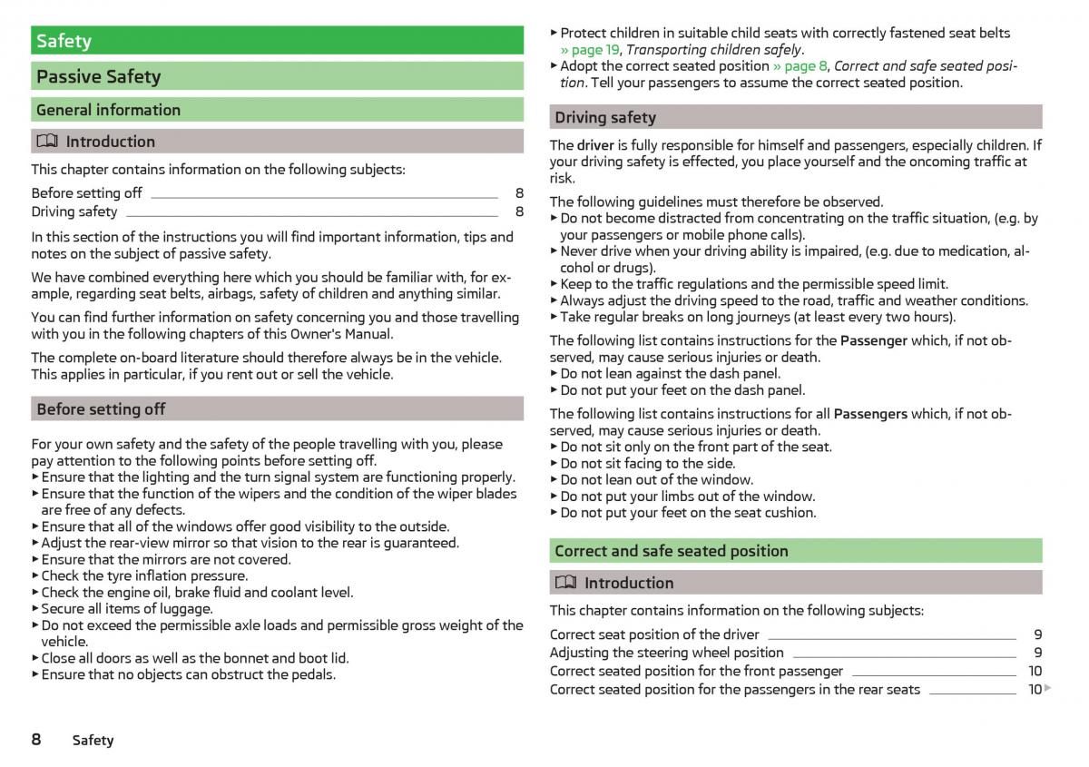 Skoda Rapid owners manual / page 10