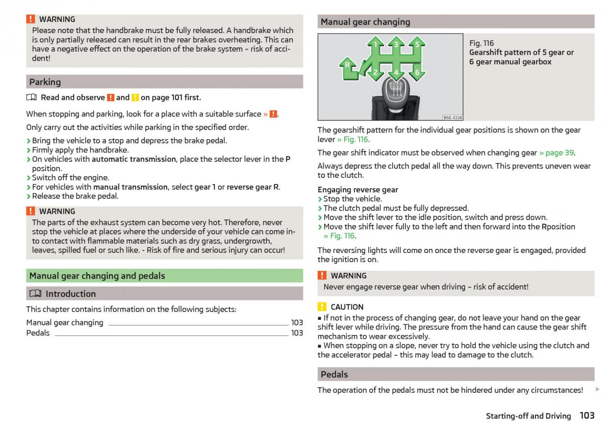 Skoda Rapid owners manual / page 105