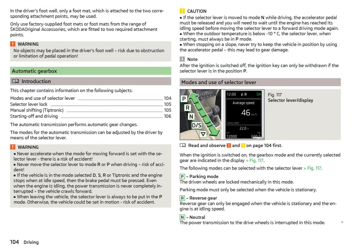 Skoda Rapid owners manual / page 106