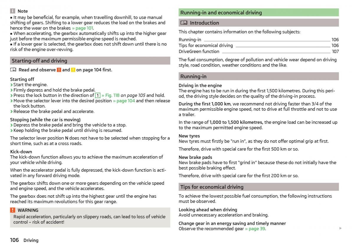 Skoda Rapid owners manual / page 108