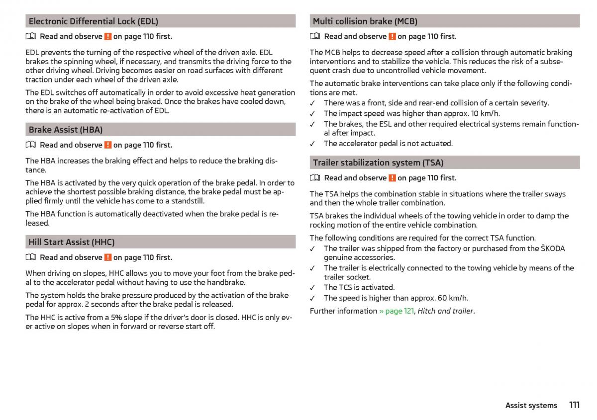 Skoda Rapid owners manual / page 113