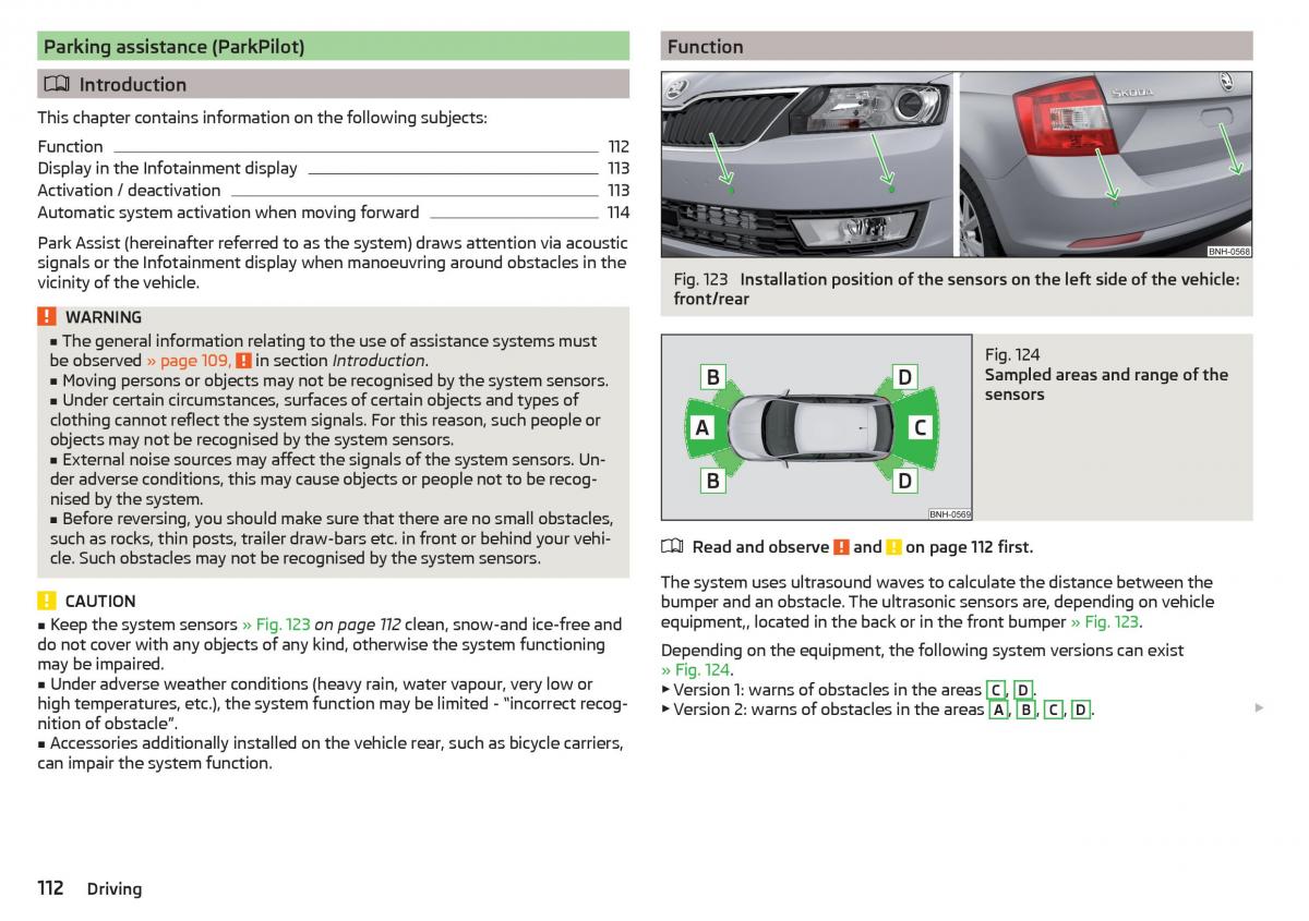 Skoda Rapid owners manual / page 114