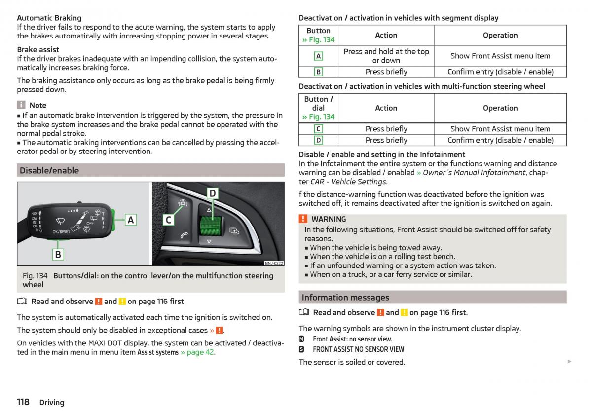 Skoda Rapid owners manual / page 120