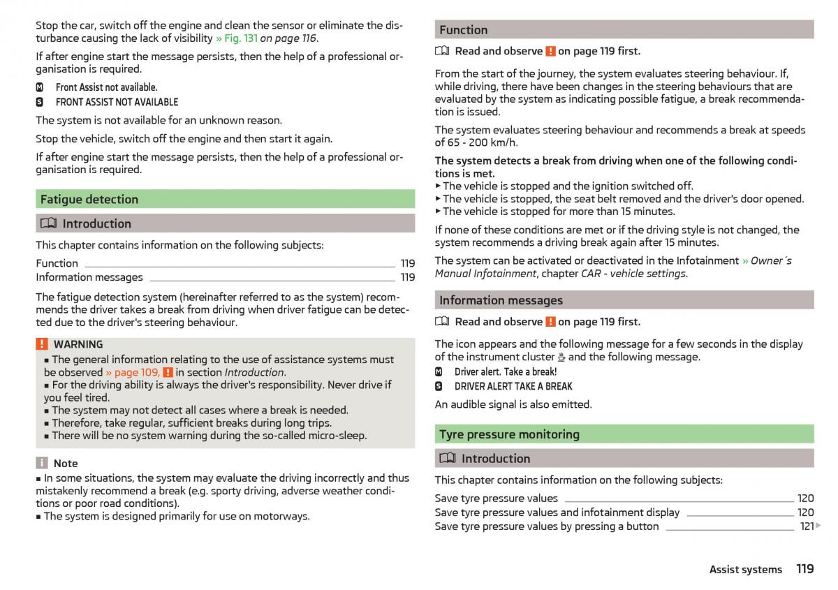 Skoda Rapid owners manual / page 121