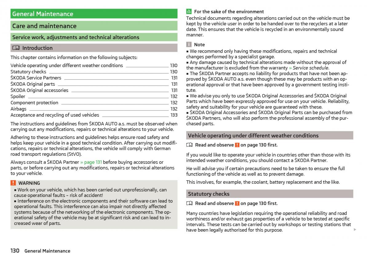 Skoda Rapid owners manual / page 132