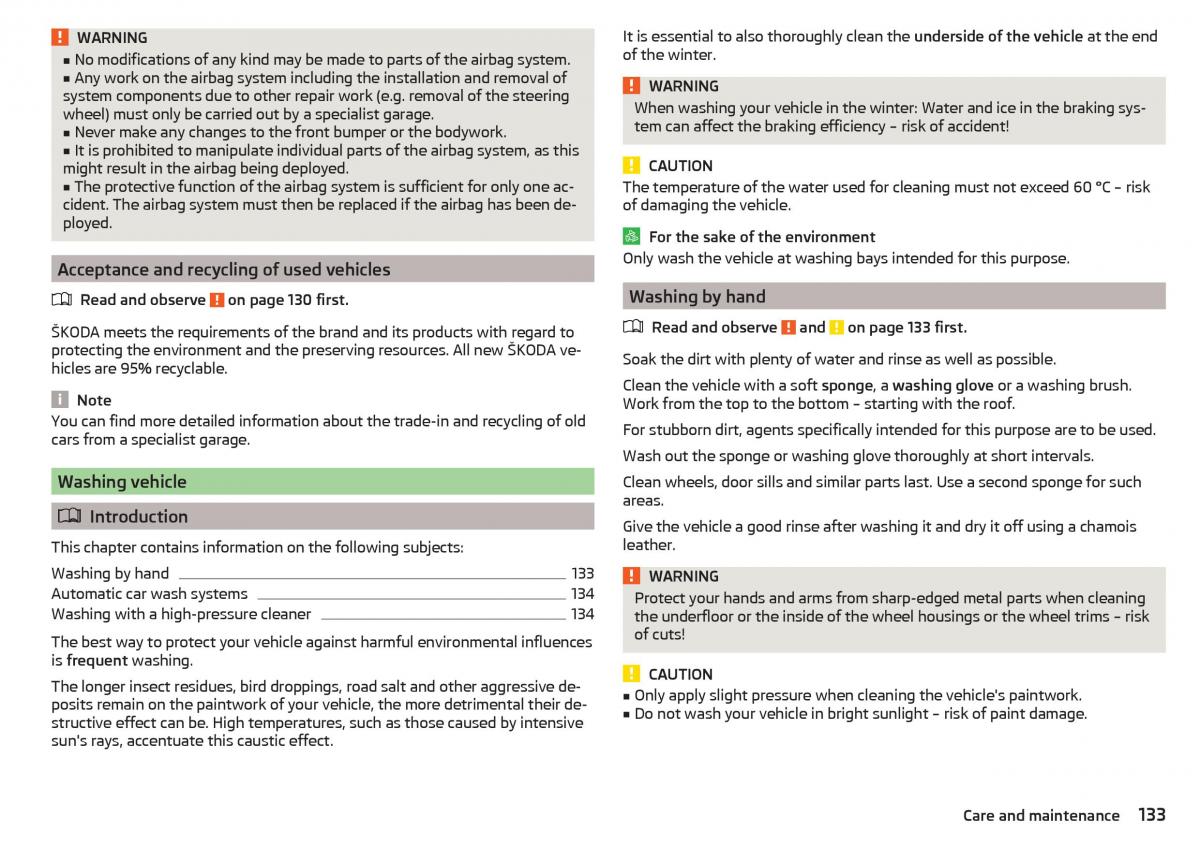 Skoda Rapid owners manual / page 135