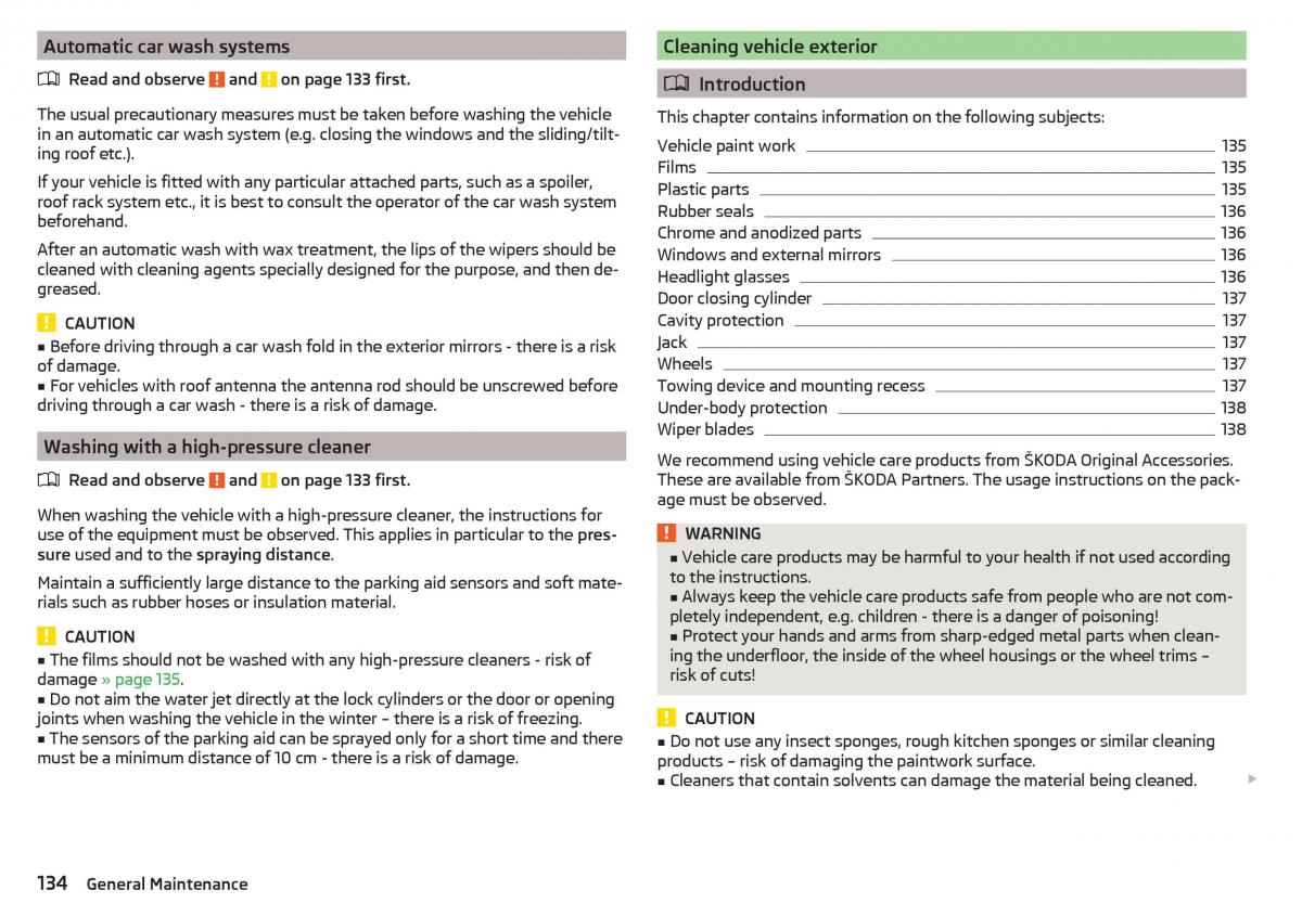 Skoda Rapid owners manual / page 136