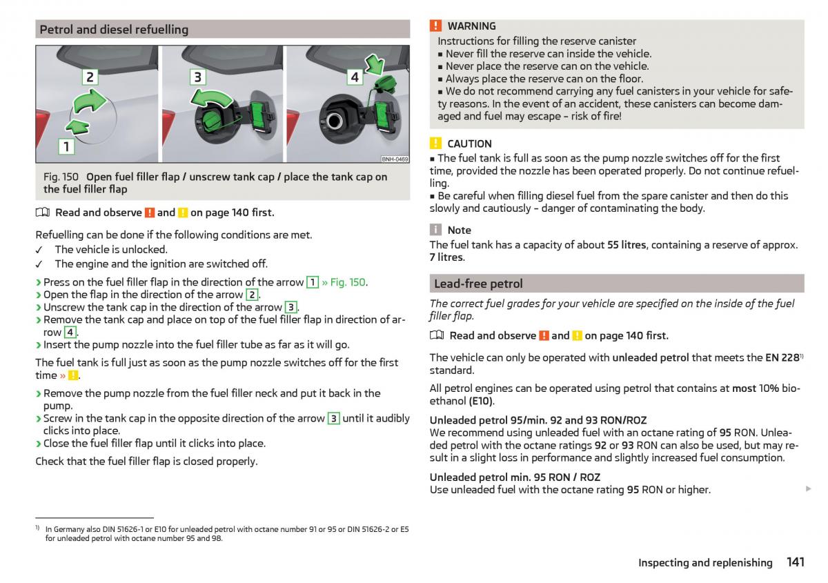 Skoda Rapid owners manual / page 143