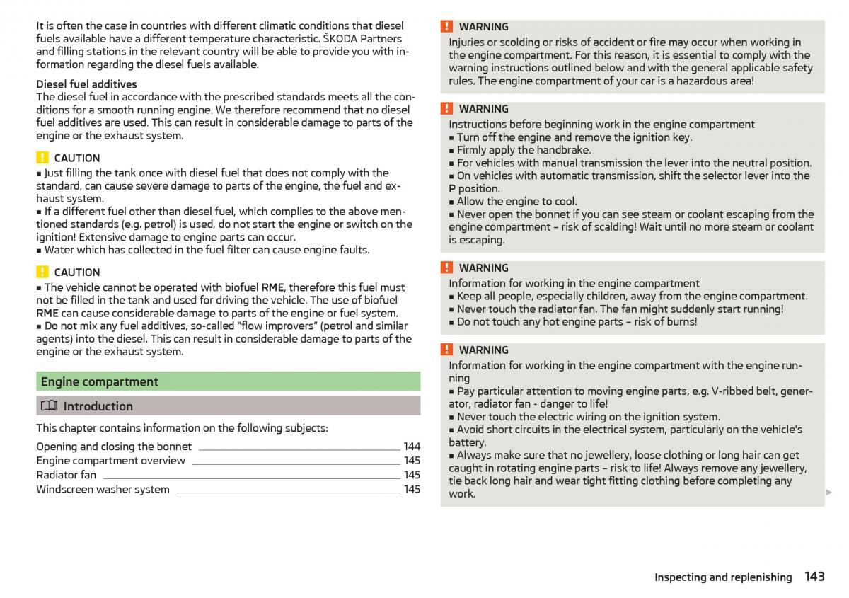 Skoda Rapid owners manual / page 145