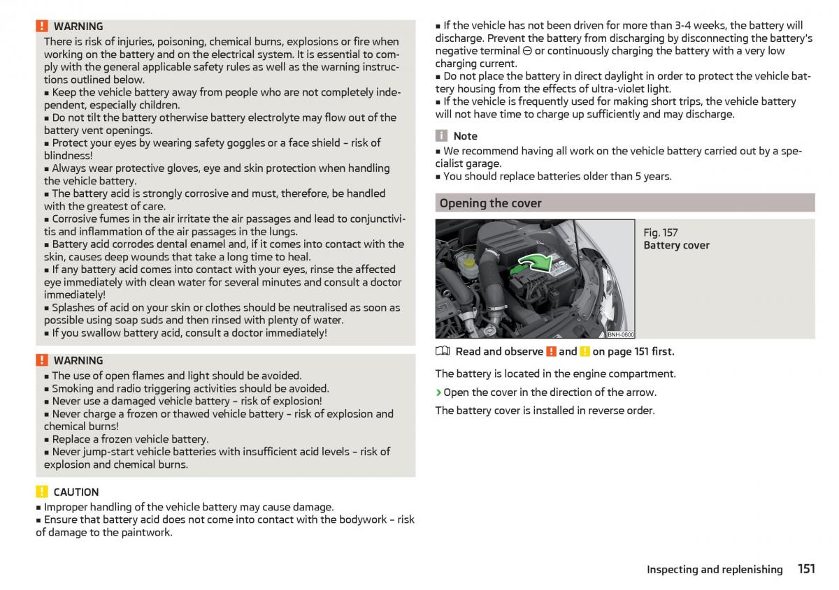 Skoda Rapid owners manual / page 153