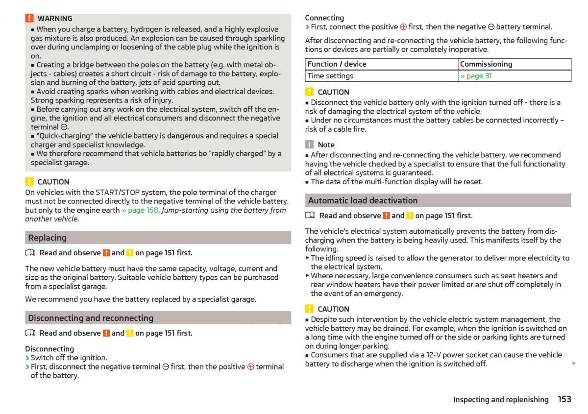 Skoda Rapid owners manual / page 155