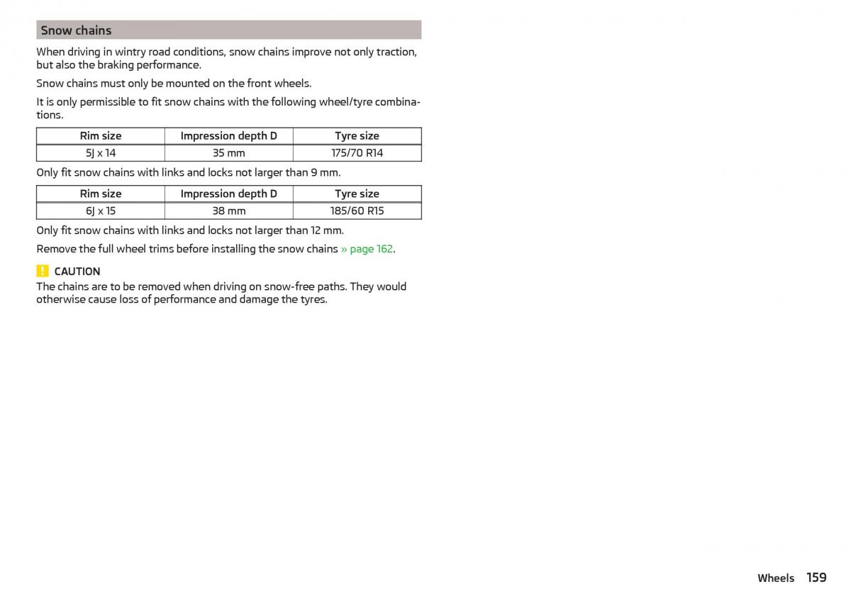 Skoda Rapid owners manual / page 161