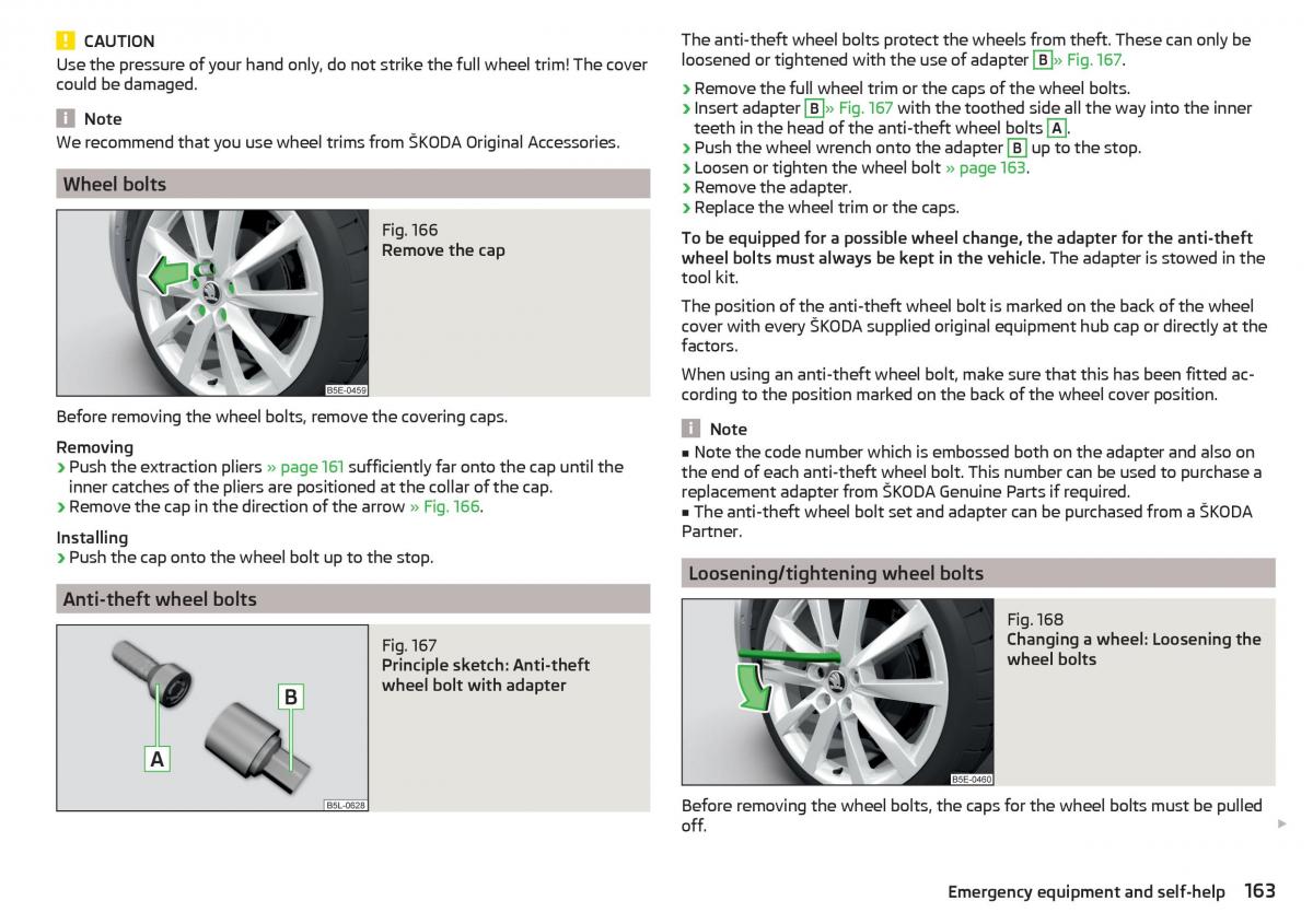 Skoda Rapid owners manual / page 165