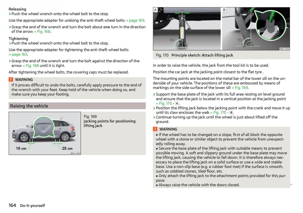 Skoda Rapid owners manual / page 166