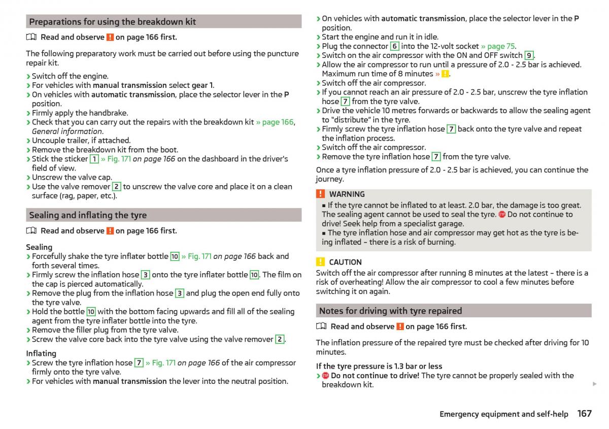 Skoda Rapid owners manual / page 169