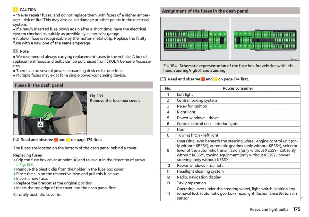 Skoda Rapid owners manual / page 177