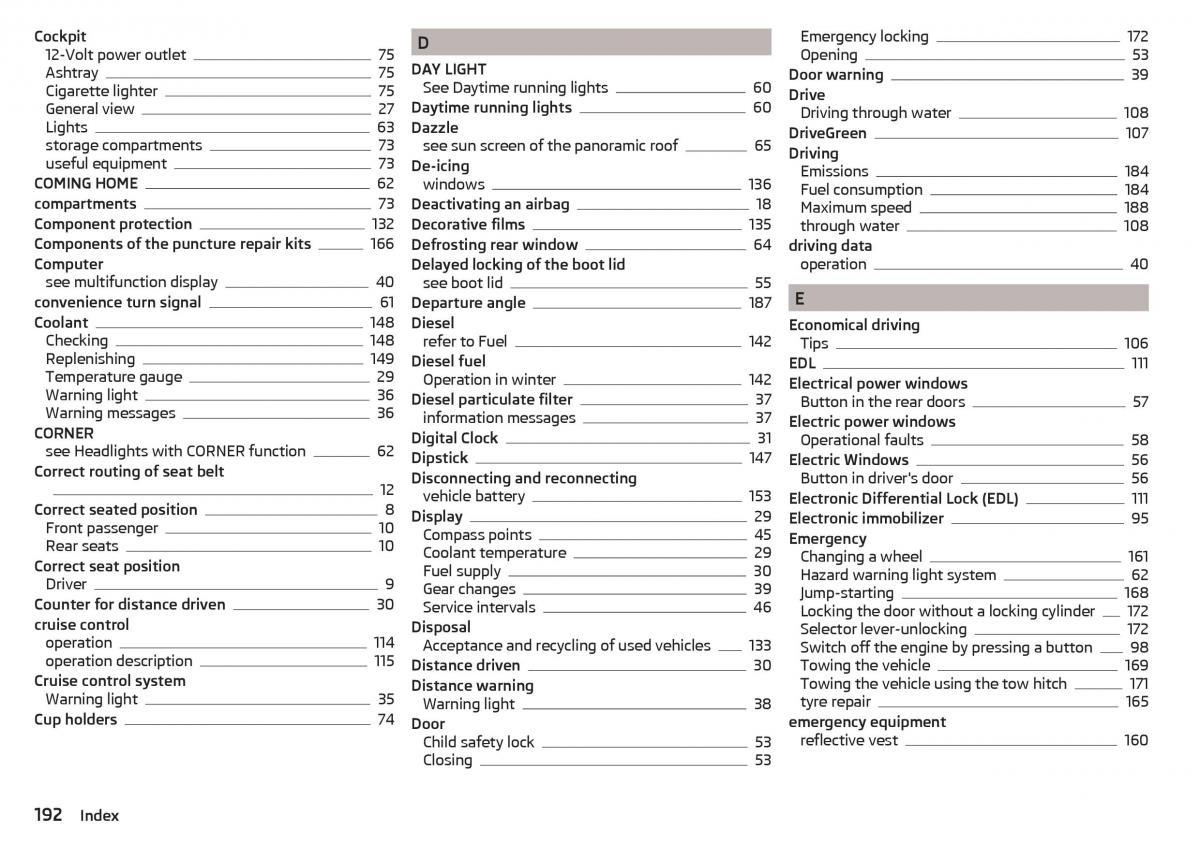 Skoda Rapid owners manual / page 194