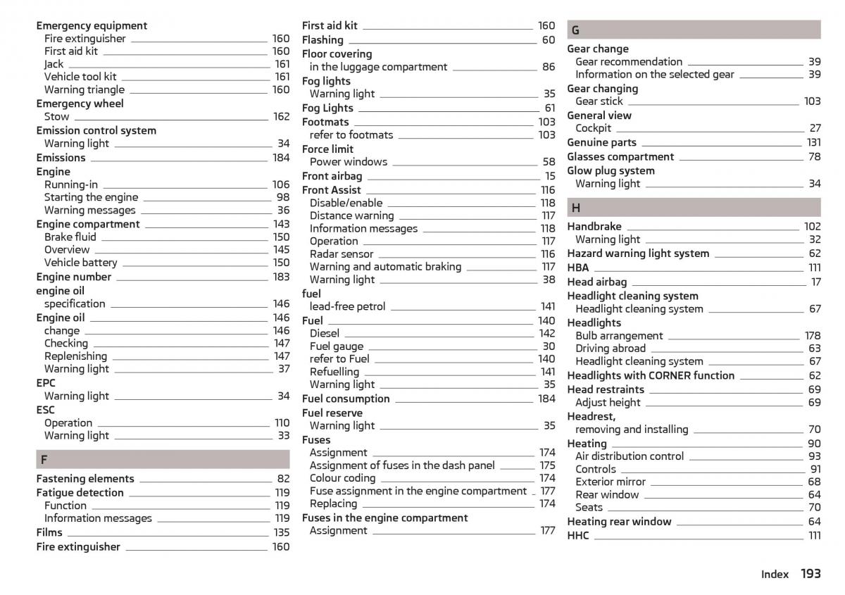 Skoda Rapid owners manual / page 195