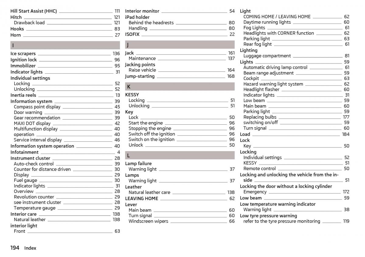 Skoda Rapid owners manual / page 196