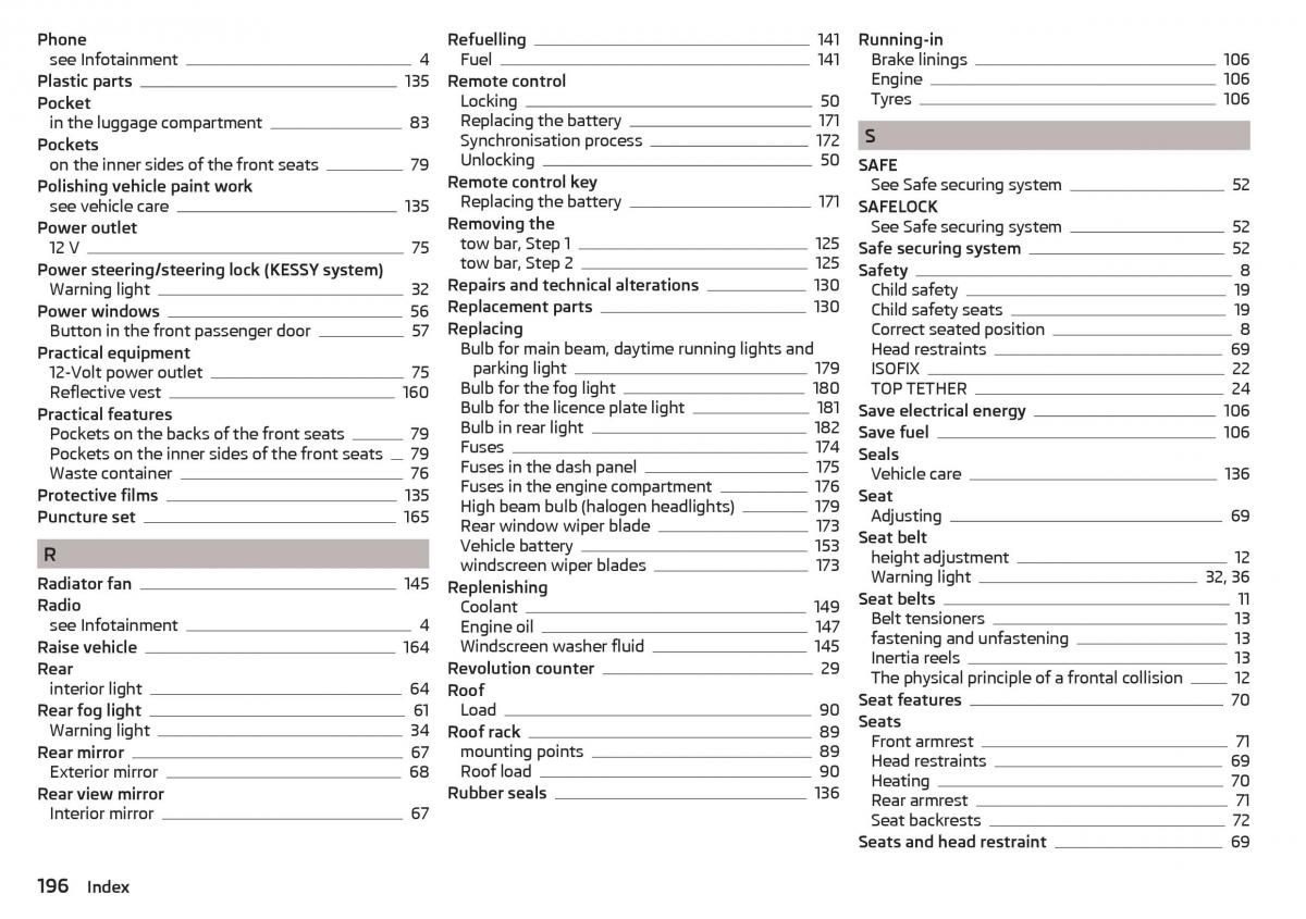 Skoda Rapid owners manual / page 198