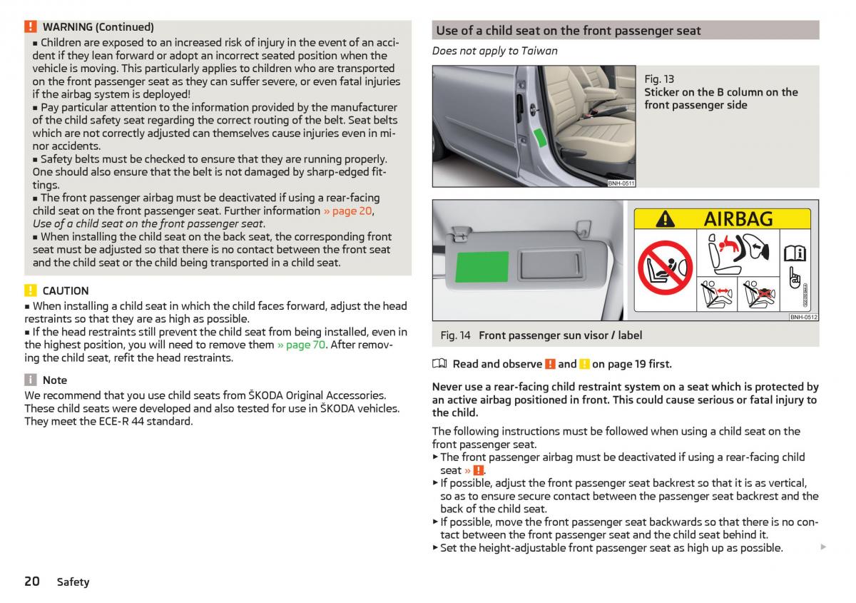 Skoda Rapid owners manual / page 22