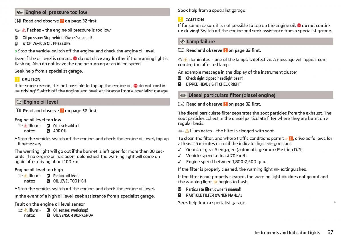 Skoda Rapid owners manual / page 39