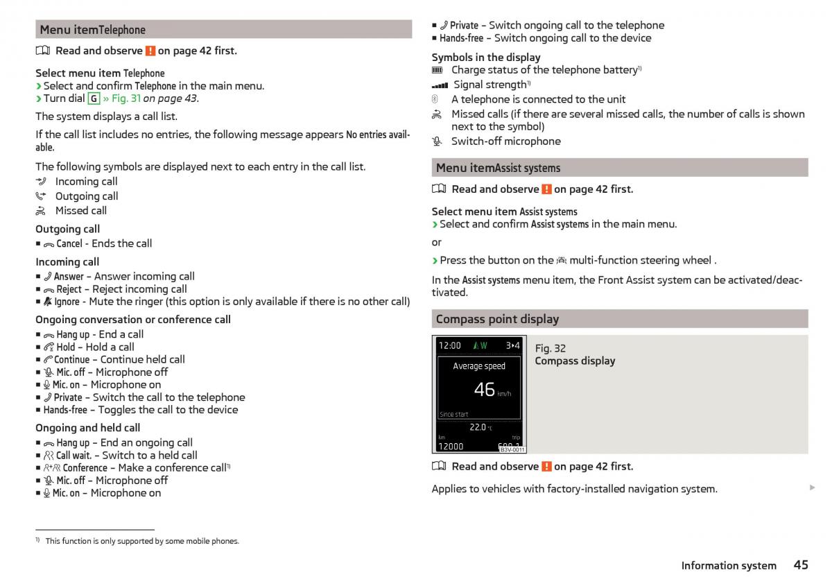 Skoda Rapid owners manual / page 47