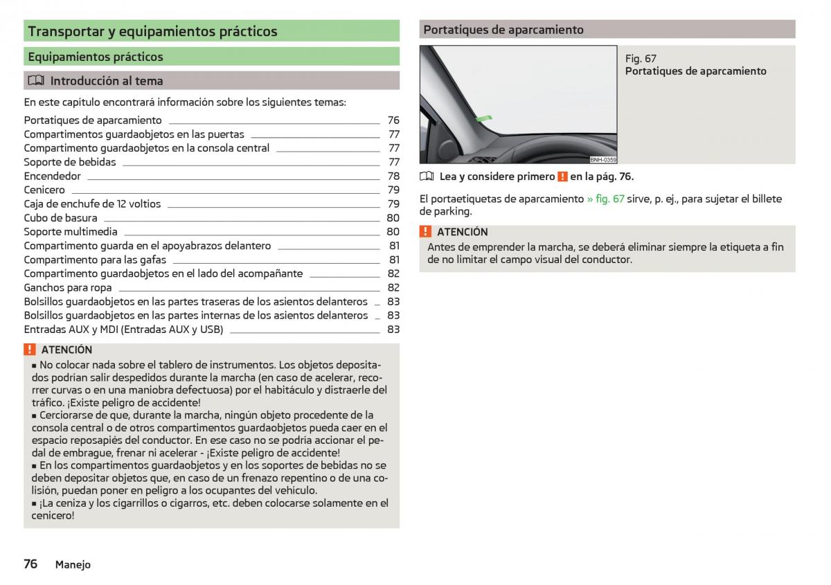 Skoda Rapid manual del propietario / page 78