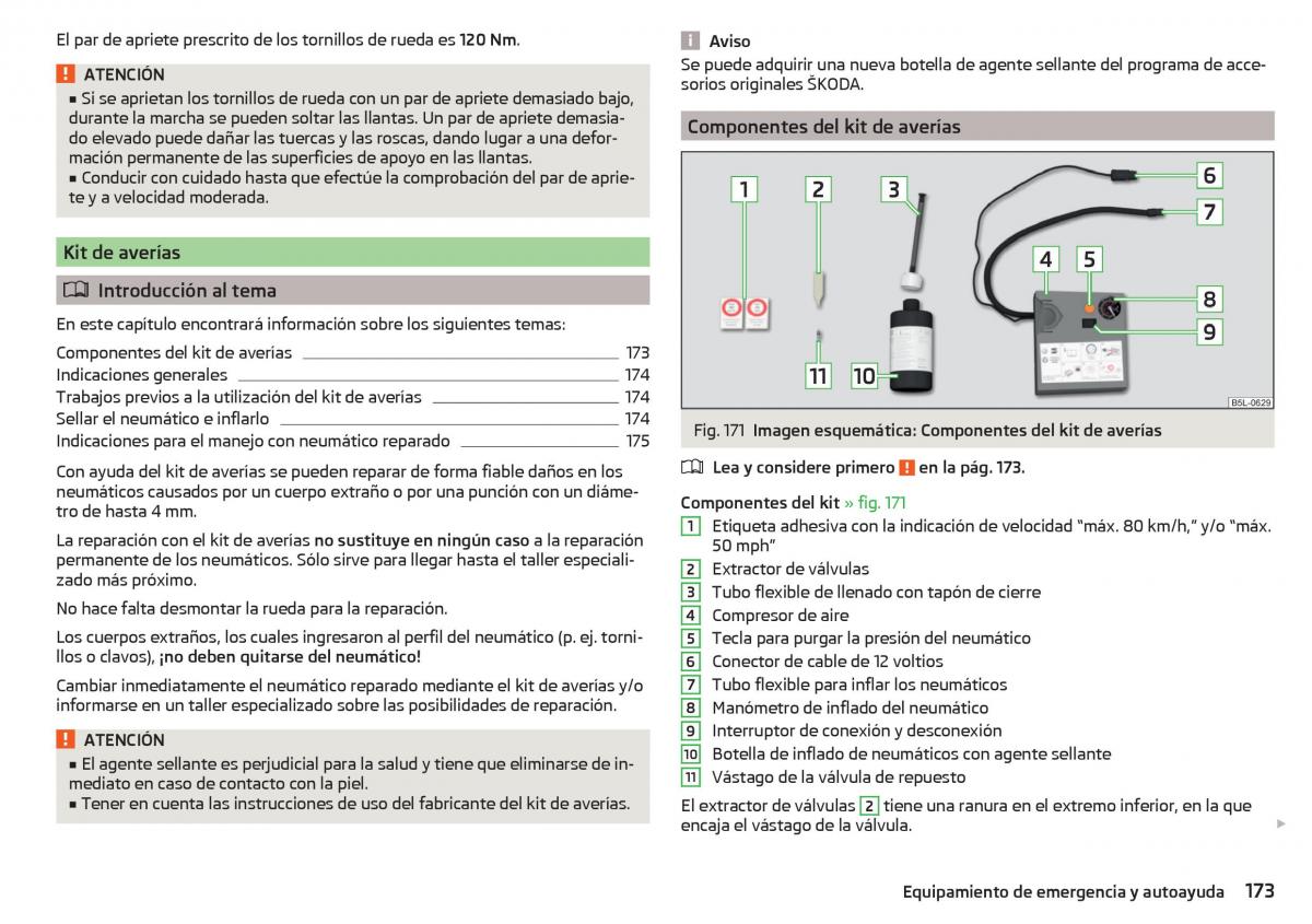 Skoda Rapid manual del propietario / page 175