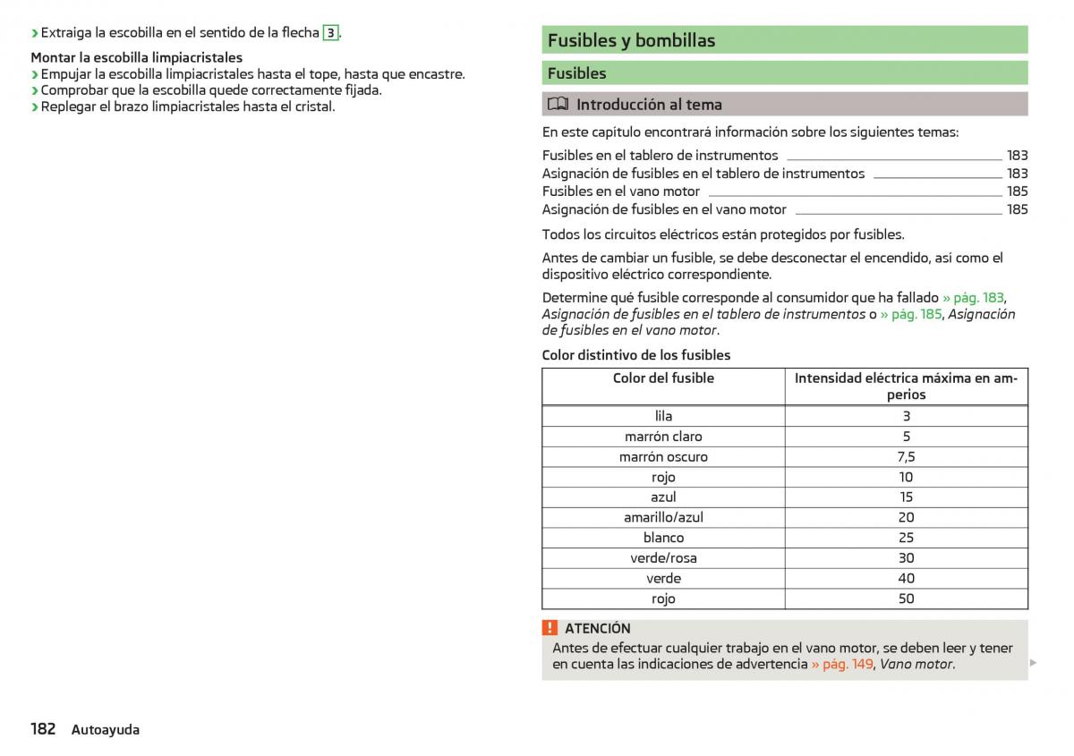 Skoda Rapid manual del propietario / page 184